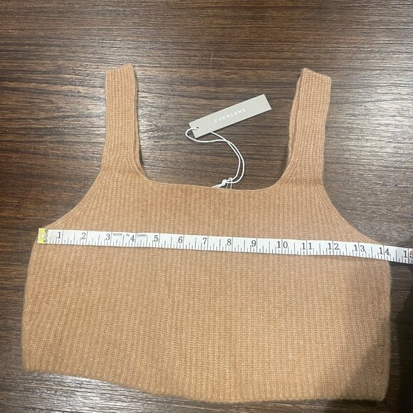 NWT Everlane Sz M Cropped Tank Top Tan Camel Cozy Stretch Ribbed Wool Yak - Picture 7 of 9